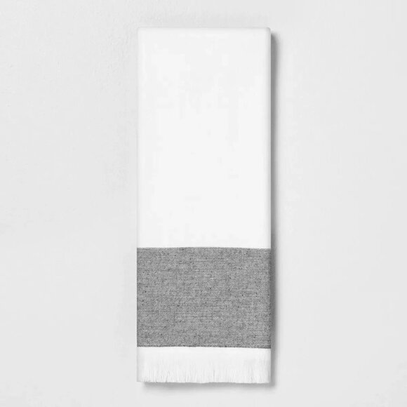 Colorblock Hand Towel - Hearth & Hand Magnolia -‎ Sour Cream, Gray Stripe 2020 - Picture 1 of 5
